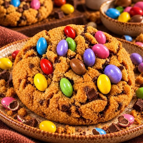 Arc-en-Ciel : cookie recouvert de pastilles de chocolat multicolores