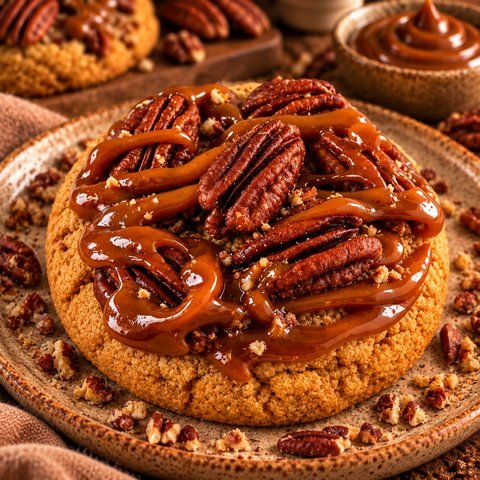 Cookie au caramel maison au beurre salé et noix de pécan torréfiées