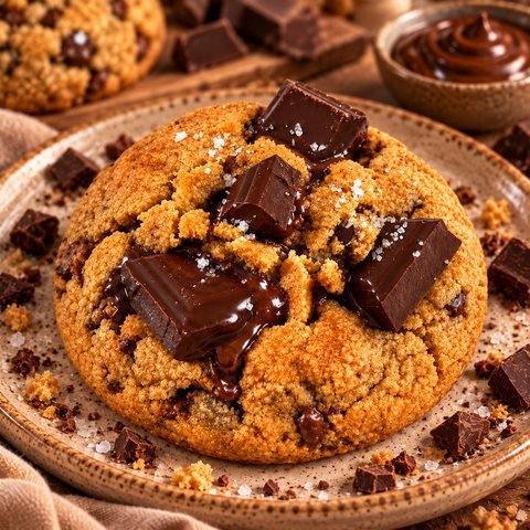 Cookie au chocolat noir et fleur de sel fait maison