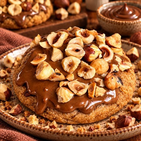Cookie au praliné noisette fait maison avec éclats de noisettes torréfiées
