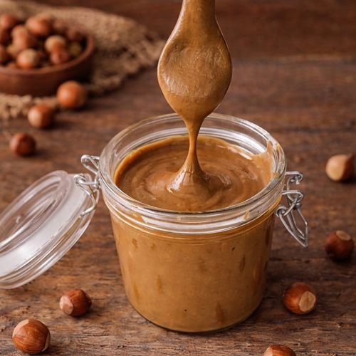 Praliné noisette maison dans un pot en verre